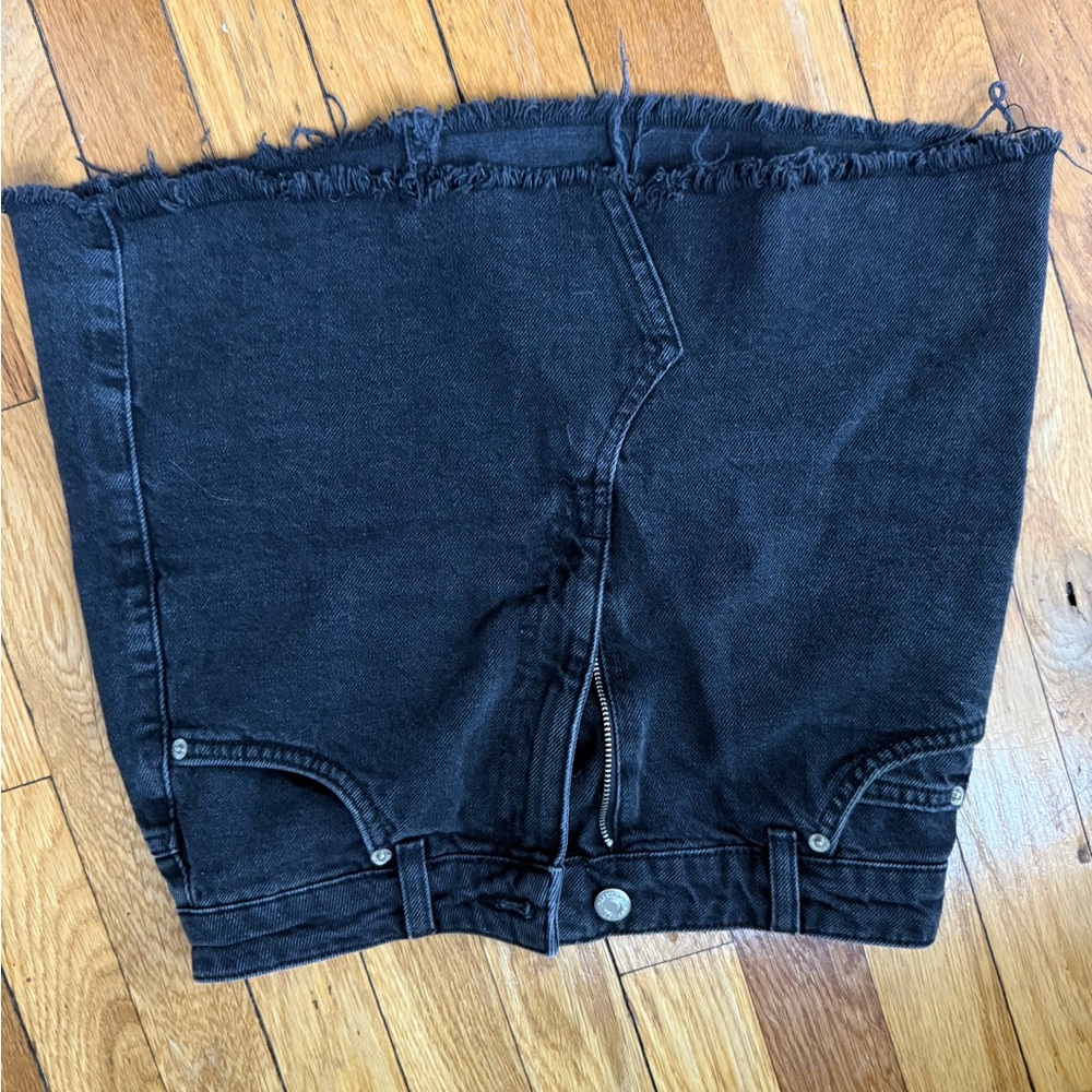 Topshop Black Denim Jean Skirt